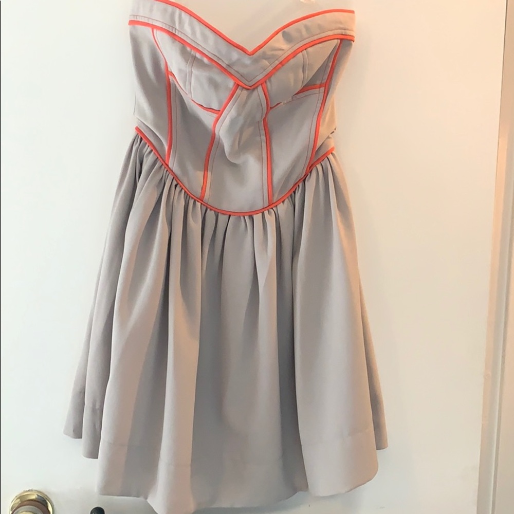 Grey and peach detailed party dress